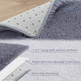 Garvee Alfombra Corredera Shaggy Ultra Suave, Poliéster con Espuma de Memoria, Moderna, Antideslizante y Fácil de Cuidar, Gris, 60x90cm, para Sala y Cuarto Infantil - Gris