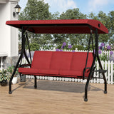 Garvee Silla Columpio De Patio 2 En 1 Para 3 Personas, Estructura Segura, Sombrilla Ajustable, Diseño Confortable, Rojo, Ideal Para Jardín - Rojo