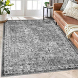 Garvee Alfombra Boho Vintage de Sala Grande, Pelo Corto, Lavable y Anti-Rutsch, Polipropileno, Gris, para Sala, Dormitorio y Comedor - Gris
