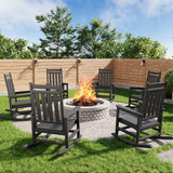 Garvee Silla Mecedora Adirondack HDPE para Exterior, Resistente a la Intemperie, Respaldo Alto, Negra, Patio y Jardín - Negro