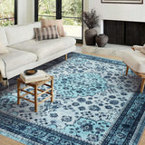 Garvee Alfombra De Área Para Exteriores Vintage Moderna Resistente Al Agua Antideslizante Ideal Para Terrazas Y Jardines - Blue