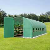 Garvee Invernadero Grande 4.5x2.1x2.1 m con Puerta Batiente y 8 Ventanas de Malla, Estructura de Acero Galvanizado Reforzado, Cubierta PE Duradera para Jardín y Huerto - Verde