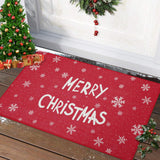 Garvee felpudo Navidad Garvee Exterior Antideslizante Lavable Respaldo Goma 50×80 cm Blanco "Feliz Navidad" 1900gsm 100% Poliéster Lino Tejido Grueso-fino - Rojo