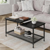 Garvee Set De Mesas De Centro Industrial Diseño Escalonado Estructura Metálica Robust MDF Negro Para Sala Moderna - Negro
