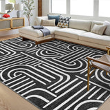 Garvee Alfombra Pelo Corto 160x230 Negra para Sala & Dormitorio Antideslizante Lavable Suave Poliéster - Negro