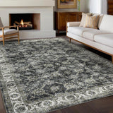 Garvee Alfombra Vintage Lavable Antideslizante Suave Poliéster 160x230cm Ash Para Salón Y Pasillo - Fresno