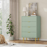 Garvee Sinfonier de 4 Cajones con Frente Ondulado para Entusiastas de la Decoración en Dormitorio o Recibidor Verde Oliva - Verde Oliva