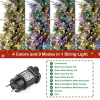 Garvee Árbol de Navidad Artificial con Iluminación 125cm  Ramas de PVC Nevadas LED Multicolor 9 Modos Base Retro de Muñeco de Nieve para Hogar Oficina