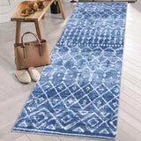 Garvee Alfombra Antideslizante Moderna de Peluche, Patrón de Rayas y Cuadros, Lavable y Plegable, para Sala y Dormitorio - Matiz azul