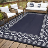 Garvee Alfombra Exterior 5x8, Antideslizante, Resistente al Agua, Polipropileno, Plegable, Moderna para Patio, Playa, Jardín y Camping, Colorido - Azul & Blanco