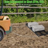 Garvee Rastrillo de Arrastre Cuadrado de Acero y Ángulo de 182x50cm, Nivelador de Césped y Grava, Montaje Sencillo, Empalmable para ATV en Terrenos y Senderos Negro