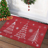 Garvee Alfombra Decorativa Para Puerta 40x80cm Antideslizante Navidad Rojo Árboles Copos - Rojo