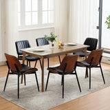 Garvee Sillas De Comedor Set De 6 Modernas PU Cuero Respaldo Ergonómico Patas Metálicas Madera Nogal Negro Para Cocina Y Oficina