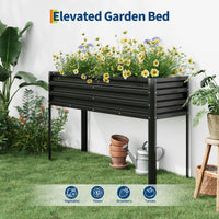 Garvee Huerto Elevado Galvanizado con Sistema de Autorriego y Estructura Reforzada, para Jardín y Patio, Acero Resistente, Modular, Drenaje Ajustable, 81cm, Color Negro