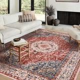 Garvee Alfombra Moderna de Pelo Fino Simulado Cordero, 100% Poliéster 1200gsm, Estampado Persa Estilo Feng Mang Yi Shi, Antideslizante Lavable Plegable, Roja, 240x340cm, para Sala y Dormitorio - Rojo
