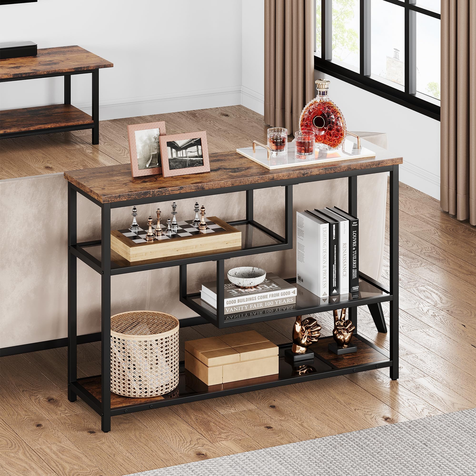 Consola estrecha ideal para espacios reducidos como pasillos o detras del sofa