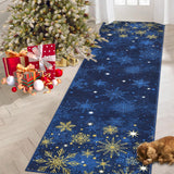 Garvee Alfombra navideña en rollo 80x150cm diseño clásico antideslizante lana sintética lavable sala, dormitorio, cocina - Azul