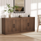 Garvee Aparador Buffet 180 cm Mid Century Modern con 4 Puertas, Almacenaje Modular, Madera PB, Acabado Grano Madera, Seguro Antivuelco para Sala y Cocina - Brownish Red