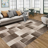 Garvee Alfombra de Pelo Corto con Patrón Geométrico, Rutschfest y Lavable, Poliéster, 160x230cm, Marrón, para Sala y Dormitorio, Adecuada para Calefacción por Suelo - Marrón