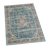 Garvee Tappeto Vintage Floreale Anticato Antiscivolo Lavabile Poliestere Pelo Basso Verde-Marrone 160 x 230 cm Soggiorno e Camera - Verde & Marrón
