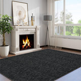 Garvee Alfombra Negra de Poliéster, 200x290cm, Lavable y Antideslizante, para Sala y Dormitorio - Negro