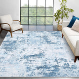 Garvee Alfombras modernas abstractas Garvee 160x230cm grande lavable sala estar dormitorio azul claro 1200gsm 100% poliéster 350g felpa perla base lavable plegable - Azul Claro