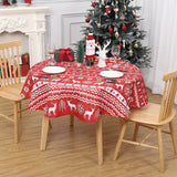 Garvee Mantel redondo de Navidad 152.4cm de diámetro rojo - protector de mesa resistente a manchas y agua con diseño de copos de nieve y renos para fiestas y hogar - Rojo