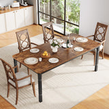 Garvee Mesa de Comedor Industrial 178cm, con Esquinas Biseladas y Patas Metálicas Resistentes, MDF Marrón Retro, para Cocina y Sala - Negro & Vintage
