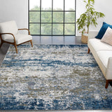Garvee Alfombra Garvee moderna abstracta 160x230cm pelo bajo lavable máquina dormitorio sala estar oficina azul 1200gsm 350g felpa perla base lavable plegable - Azul