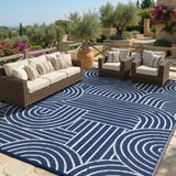 Garvee Alfombra Reversible Arcoíris Impermeable Antideslizante Para Patio y Camping 244 x 305 cm Multicolor - Azul & Blanco