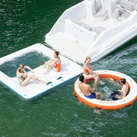 Garvee Hamaca Inflable de Agua 305cm/244cm Plataforma Flotante con Malla PVC Marino Resistente Anclaje Seguro para Piscina y Lago Multicolor