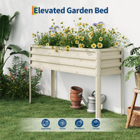 Garvee Cama de Jardín Elevada Galvanizada con Sistema de Autorriego, Acero Resistente, Modular, para Huertos y Patios, 81cm, Color Beige