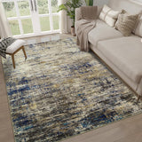Garvee Alfombra Moderna Abstracta Antideslizante Lavable Pelo Bajo Para Sala Cocina Cuarto De Juegos 160x230cm Camello Azul - Camello Azul