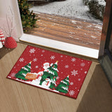 Garvee Alfombra navideña antideslizante con motivo de Papá Noel, diseño festivo, 40x60cm, imitación de cáñamo, resistente y amigable para mascotas - Rojo