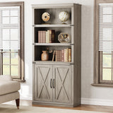 Garvee Estantería de 5 Niveles con Gabinete Madera MDF para Sala y Oficina Gris 174×80×33 cm - Gris