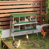 Garvee Caja de Anidación para Gallinas 8 Compartimentos con Soporte Metálico, Acero Galvanizado 0.7mm, Gallineros Granjas, Verde - Verde