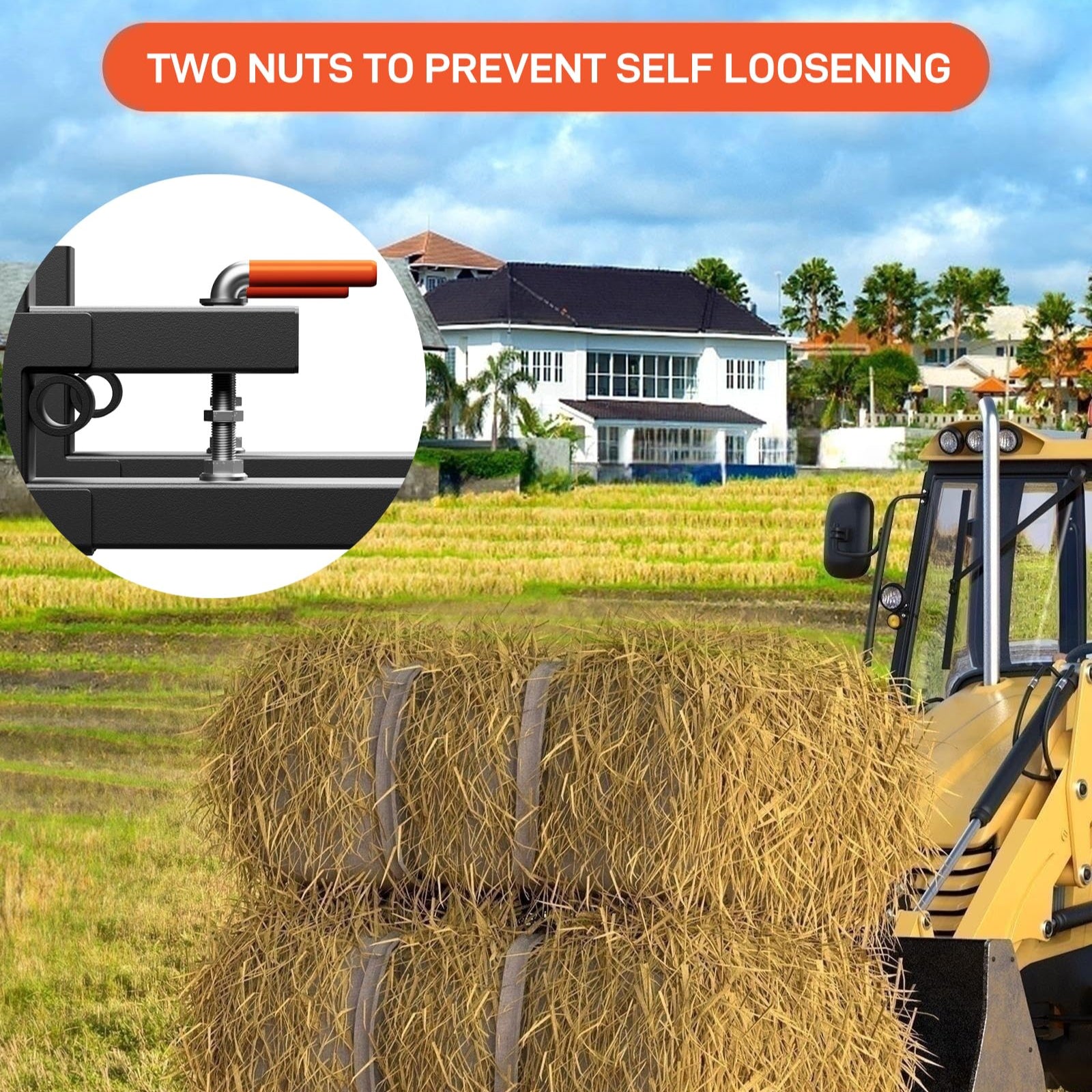 Garvee Horquillas para Palets 109 cm con Doble Tuerca, Acero Reforzado 907 kg para Tractor y Cargadora, Naranja