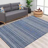 Garvee Alfombra Moderna Boho Floral Resistente A Manchas Y Agua Lavable 160x200cm Azul Marino Para Hogar Y Oficina - Azul Marino