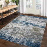 Garvee Alfombra Moderna Abstracta Garvee 120x170cm lavable máquina antideslizante falso lana sala oficina plegable color neutro 1200gsm 100% poliéster 350g felpa perla base lavable plegable - Azul