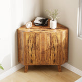 Garvee Gabinete De Esquina Rústico Con Estante Ajustable, Mesa Industrial De Madera, 3 Niveles, Base Triangular, Marrón, Para Sala O Cocina - Marrón