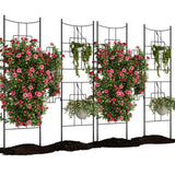 Garvee Enrejado de Jardín Metálico 130×168 cm para Plantas Trepadoras, Acero Reforzado, Resistente y Antióxido, Exterior, 4 Paneles, Negro - Negro