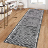 Garvee Teppich 80x150cm Alfombra Lavable Antideslizante Suave Poliéster Para Salón y Dormitorio Beige - Negro