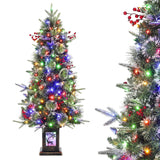 Garvee Árbol Artificial de Navidad 125cm 150 LEDs Multicolor Blanco Cálido PVC Ignífugo Base Reno Hogar Oficina Verde - 120 cm & Cuerpo de árbol óptica simulada & Cajita luminosa de ciervo