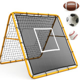 Garvee Red de Rebote de Fútbol con Estructura de Hierro y Cuerda PE para Jugadores en Patio o Campo 120x120cm - Amarillo