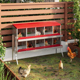 Garvee Cajas De Anidación Para Gallinas 10 Compartimentos Con Patas Metálicas Acero Galvanizado Ventilación Percha - Rojo