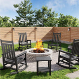Garvee Silla Mecedora de Polilumber para Exterior con 2 Mesas Laterales, Respaldo Alto, Capacidad 172kg, Patio y Jardín, HDPE Resistente al Clima