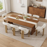Garvee Sillas De Comedor Tapizadas Set De 8, Tela Bouclé, Respaldo Ergonómico Curvo, Espuma Alta Resiliencia, Patas De Madera De Caucho, Moderno, Para Comedor O Sala - Blanco