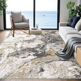 Garvee Alfombra De Mármol 120x170 Cm Suave Antideslizante TPR Para Salón Dormitorio Oro Gris Blanco - Gris