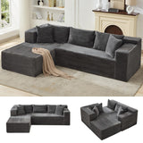 Garvee Sofá Seccional Nube 269 cm con Chaise en L, Modular, Tela de Pana Suave, Gris, para Sala de Estar - Gris