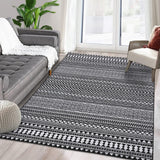 Garvee Alfombra impermeable Garvee marroquí bohemia decoración hogar lavable resistente aceite suciedad antideslizante 160x230cm negro 1150gsm 100% poliéster chenille base lavable - Negro Profundo